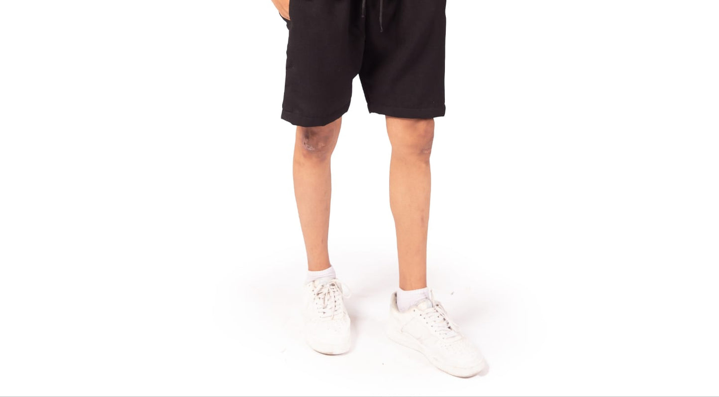 Checkers black textured shorts