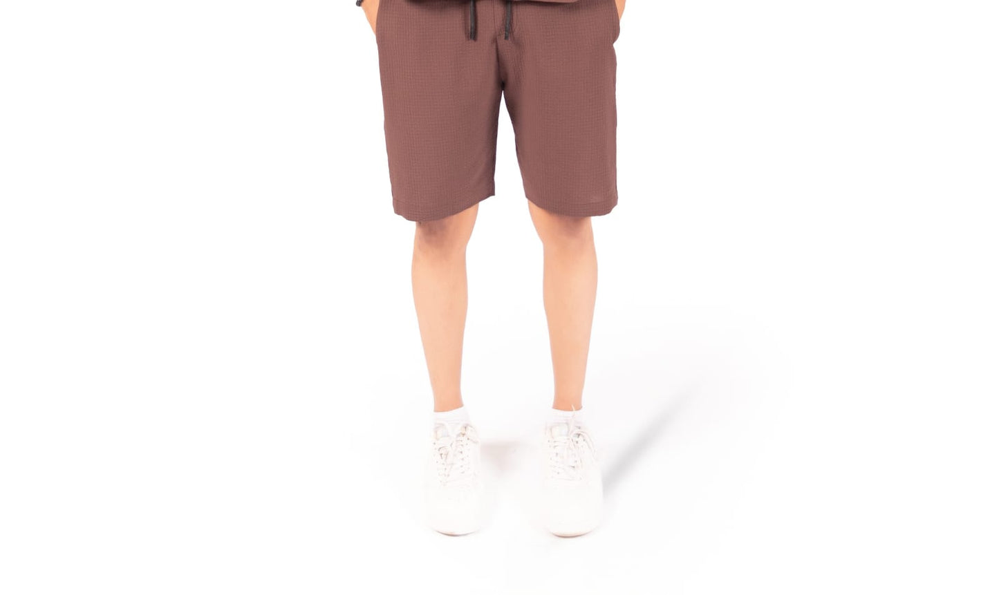 brown textured shorts